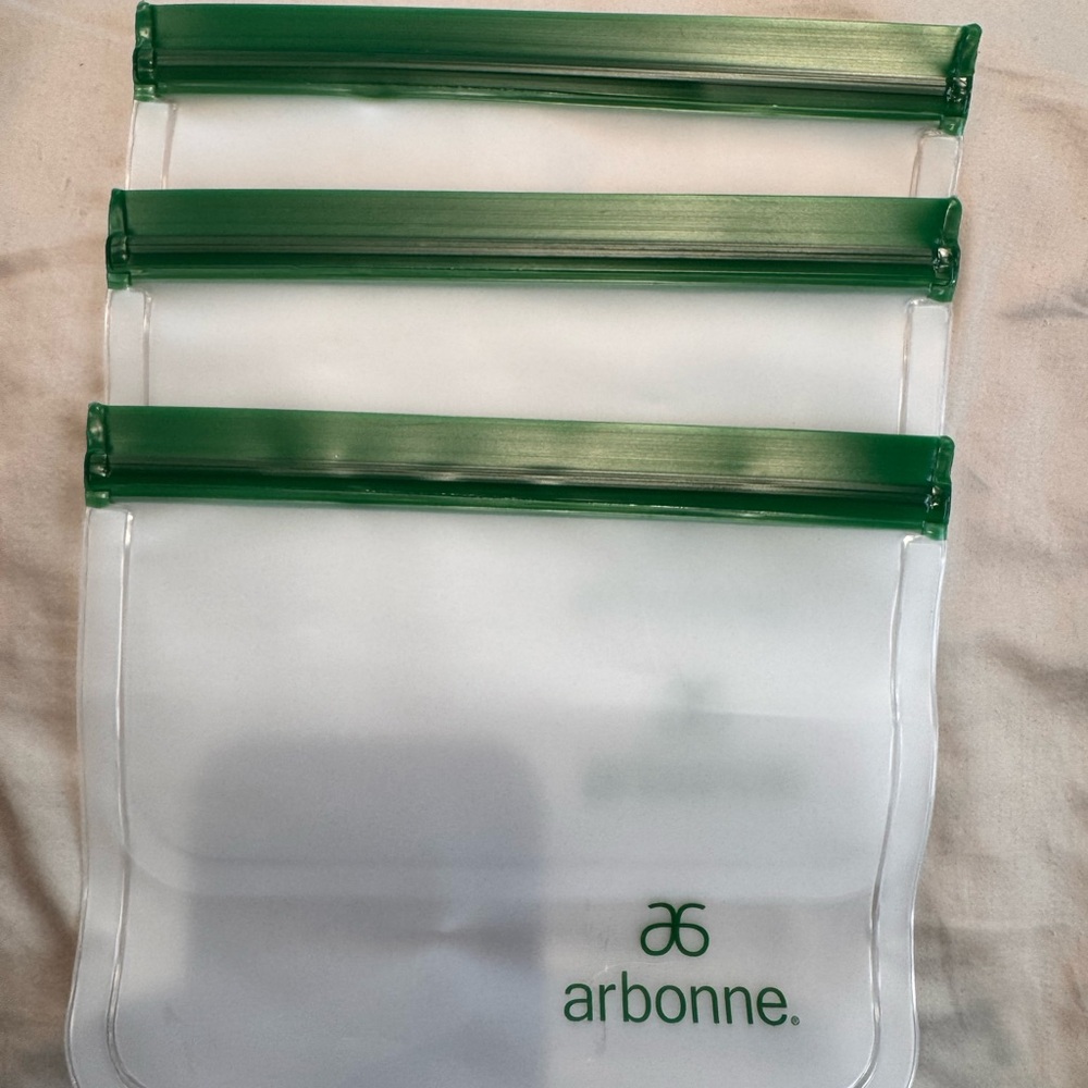 Arbonne White Storage Bag with Green Seal